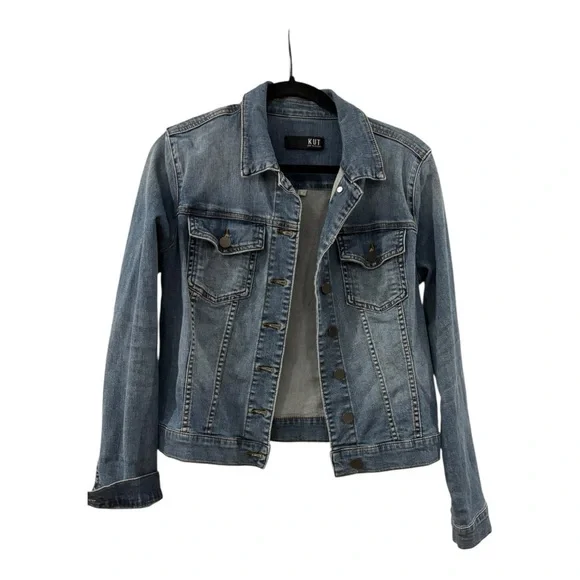KUT from the Kloth Women’s Classic Blue Denim Jacket Size M Helena Jean jacket - Picture 2 of 9